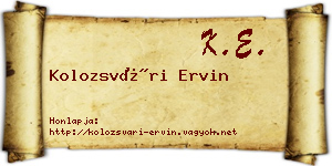 Kolozsvári Ervin névjegykártya