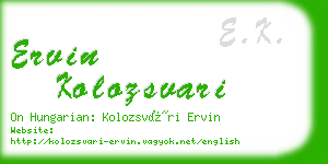 ervin kolozsvari business card